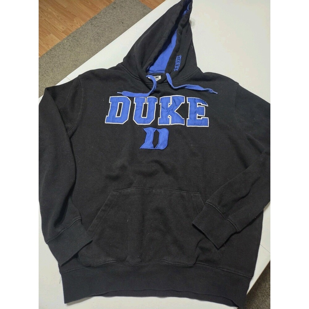 Vintage Duke Blue Devils Hoodie Medium M Stadium Athletics Black Sewn Applique